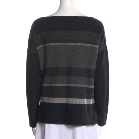 New Vince cashmere wool striped boatneck boxy relaxed fit minimalist sweater - Picture 8 of 15